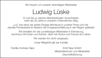 Anzeige von Ludwig Lüske von OM-Medien