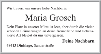 Anzeige von Maria Grosch von OM-Medien