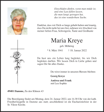 Anzeige von Maria Kreye von OM-Medien