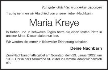 Anzeige von Maria Kreye von OM-Medien