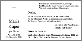 Anzeige von Maria Kuper von OM-Medien