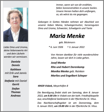 Anzeige von Maria Menke von OM-Medien