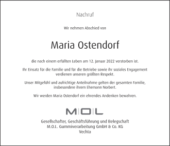 Anzeige von Maria Ostendorf von OM-Medien