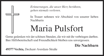 Anzeige von Maria Pulsfort von OM-Medien