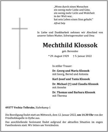 Anzeige von Mechthild Klossok von OM-Medien