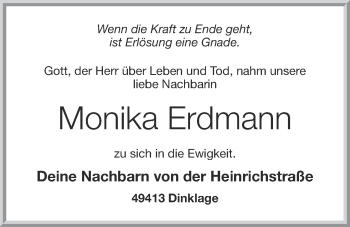Anzeige von Monika Erdmann von OM-Medien