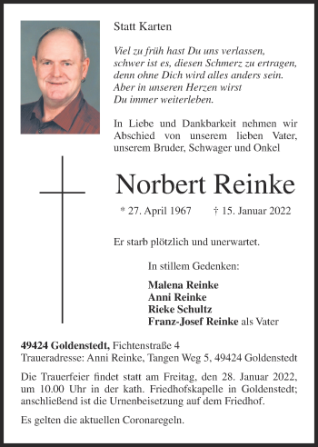 Anzeige von Norbert Reinke von OM-Medien