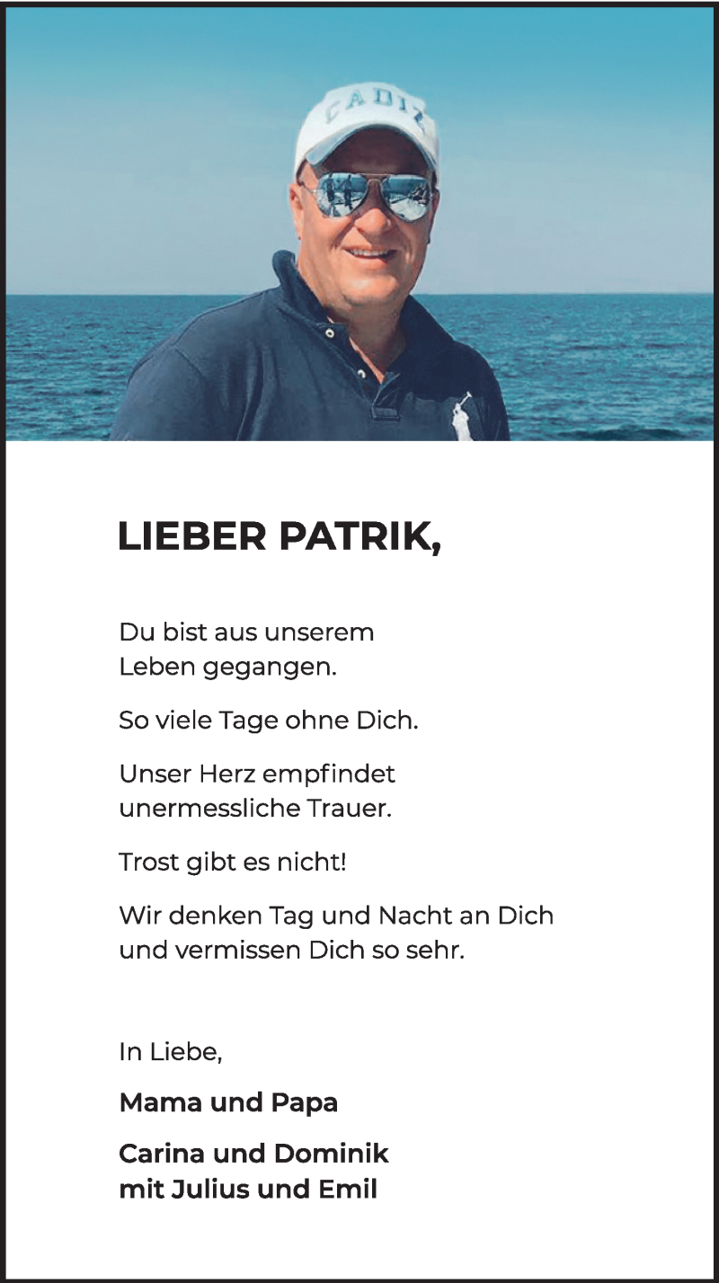  Traueranzeige für Patrik Wenzel vom 27.01.2022 aus OM-Medien