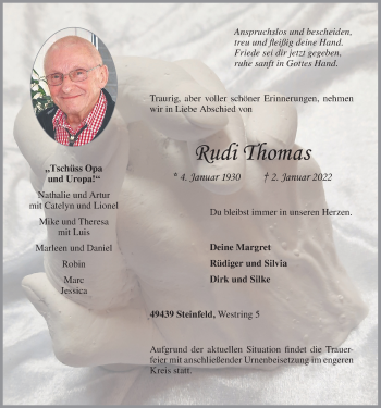 Anzeige von Rudi Thomas von OM-Medien