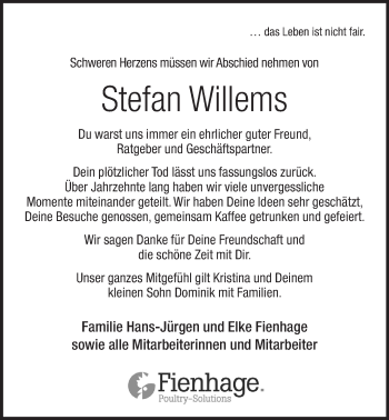 Anzeige von Stefan Willems von OM-Medien