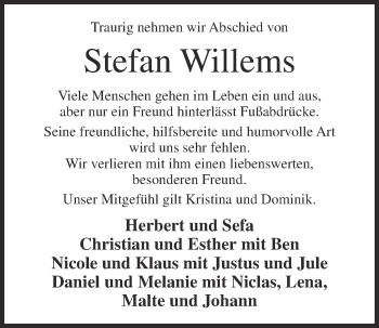 Anzeige von Stefan Willems von OM-Medien
