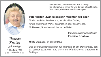 Anzeige von Theresia Knabke von OM-Medien