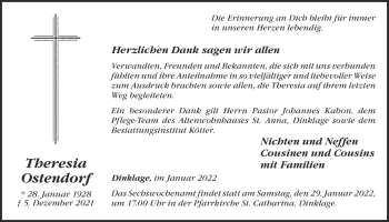 Anzeige von Theresia Ostendorf von OM-Medien