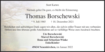 Anzeige von Thomas Borschewski von OM-Medien