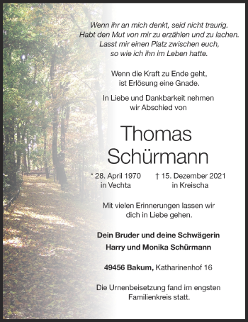 Anzeige von Thomas Schürmann von OM-Medien