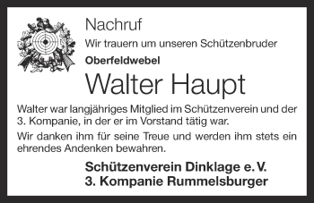 Anzeige von Walter Haupt von OM-Medien