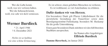 Anzeige von Werner Burdieck von OM-Medien