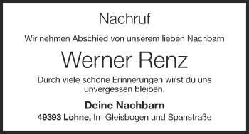 Anzeige von Werner Renz von OM-Medien
