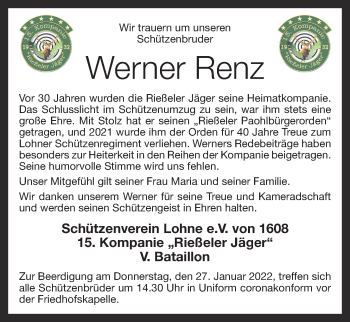 Anzeige von Werner Renz von OM-Medien