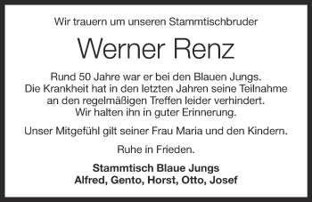 Anzeige von Werner Renz von OM-Medien