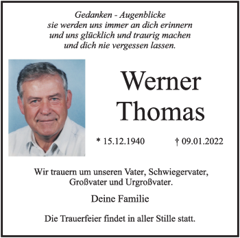 Anzeige von Werner Thomas von OM-Medien