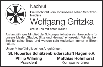 Anzeige von Wolfgang Gritzka von OM-Medien