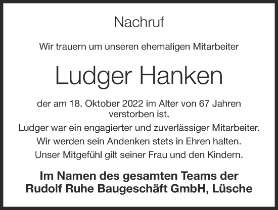 Anzeige von Ludger Hanken von OM-Medien