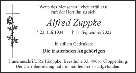 Anzeige von Alfred Zuppke von OM-Medien