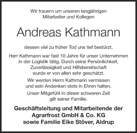 Anzeige von Andreas Kathmann von OM-Medien