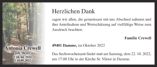 Anzeige von Antonia Crewell von OM-Medien