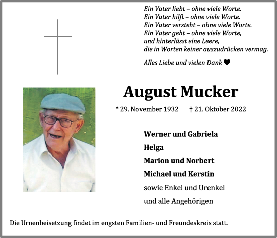 Anzeige von August Mucker von OM-Medien