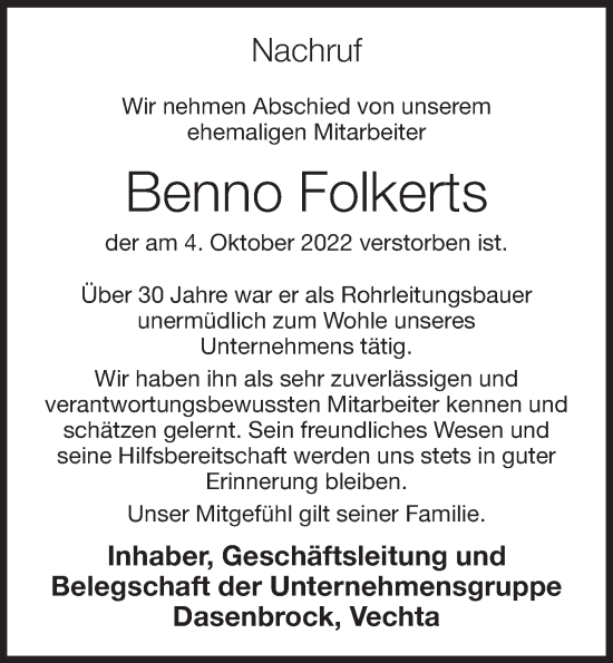 Anzeige von Benno Folkerts von OM-Medien