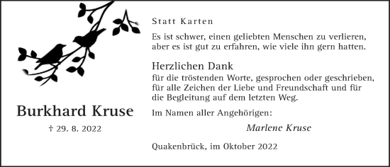 Anzeige von Burkhard Kruse von OM-Medien