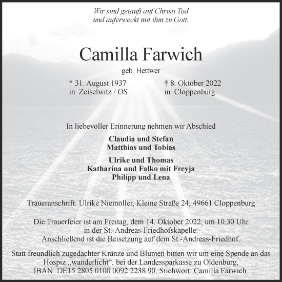 Anzeige von Camilla Farwich von OM-Medien