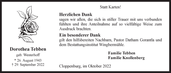Anzeige von Dorothea Tebben von OM-Medien