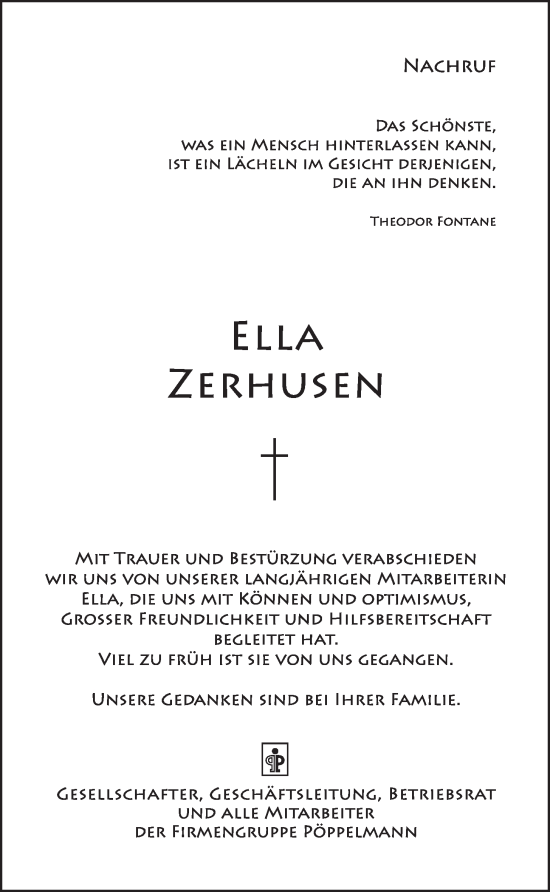 Anzeige von Ella Zerhusen von OM-Medien