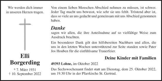 Anzeige von Elli Borgerding von OM-Medien