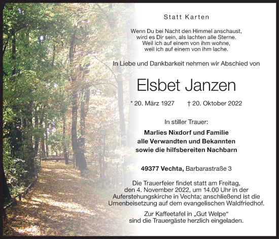 Anzeige von Elsbet Janzen von OM-Medien