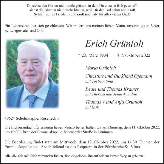 Anzeige von Erich Grünloh von OM-Medien