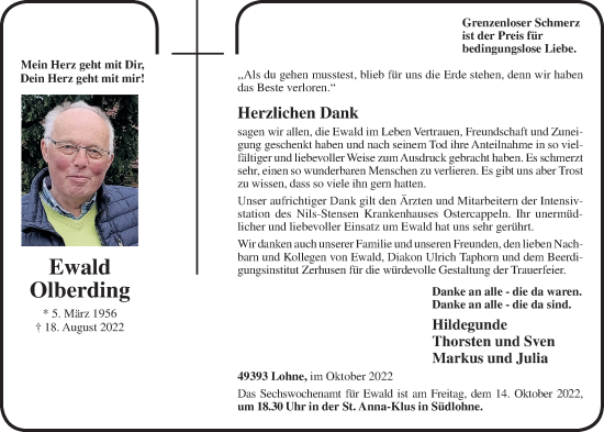 Anzeige von Ewald Olberding von OM-Medien