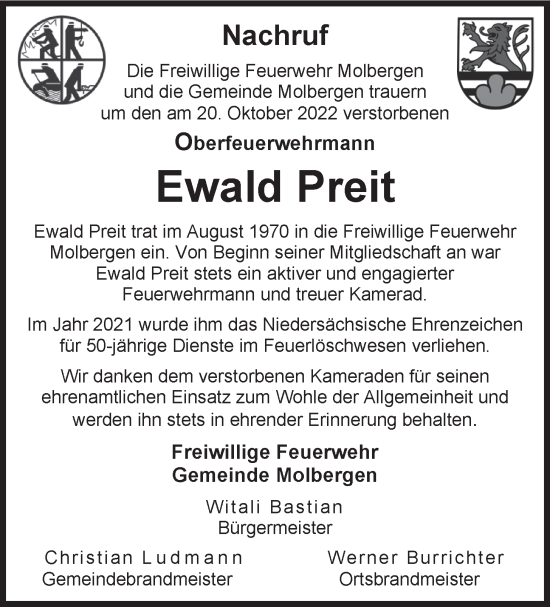 Anzeige von Ewald Preit von OM-Medien
