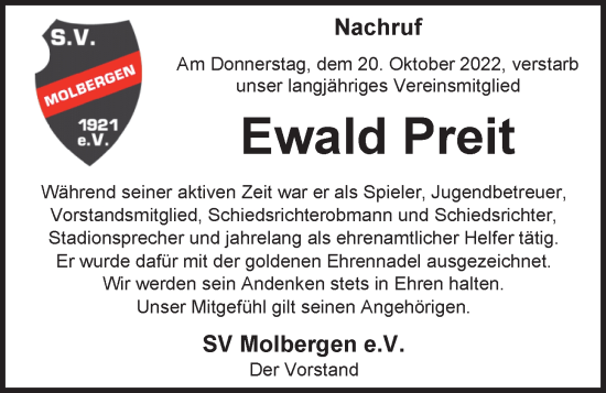 Anzeige von Ewald Preit von OM-Medien