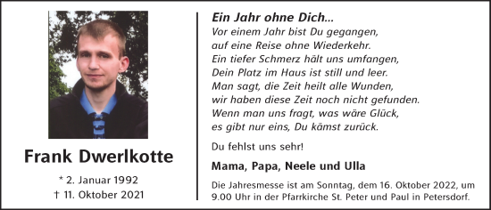 Anzeige von Frank Dwerlkotte von OM-Medien