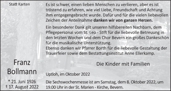 Anzeige von Franz Bollmann von OM-Medien