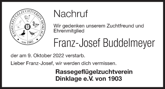 Anzeige von Franz-Josef Buddelmeyer von OM-Medien