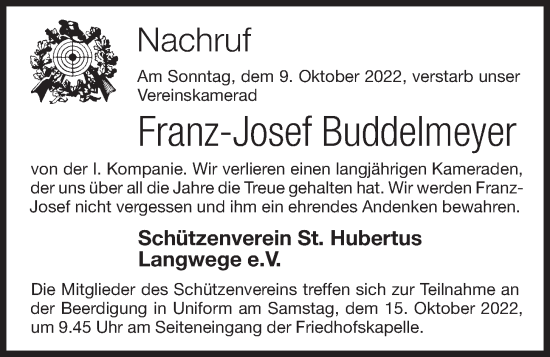 Anzeige von Franz-Josef Buddelmeyer von OM-Medien