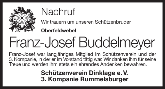 Anzeige von Franz-Josef Buddelmeyer von OM-Medien
