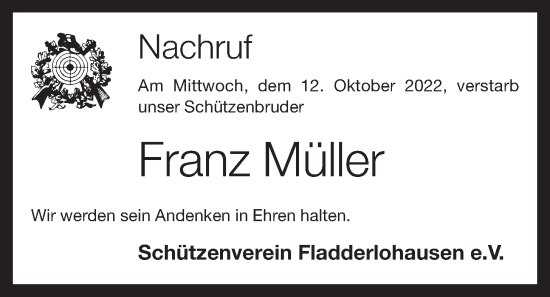 Anzeige von Franz Müller von OM-Medien