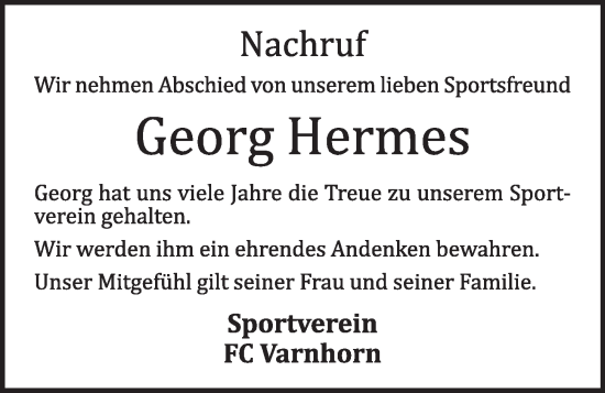 Anzeige von Georg Hermes von OM-Medien