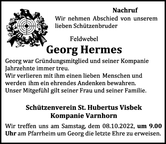 Anzeige von Georg Hermes von OM-Medien